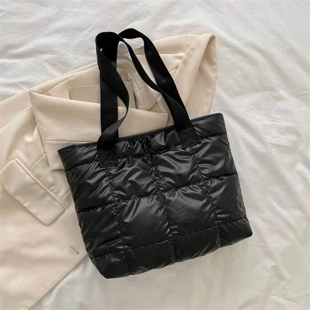 Fashion Tote Handbags for Women Black Large Capacity Soft Rhombus Bags Vinatge Quilted Shoulder Bag Purse for Travel Shopping