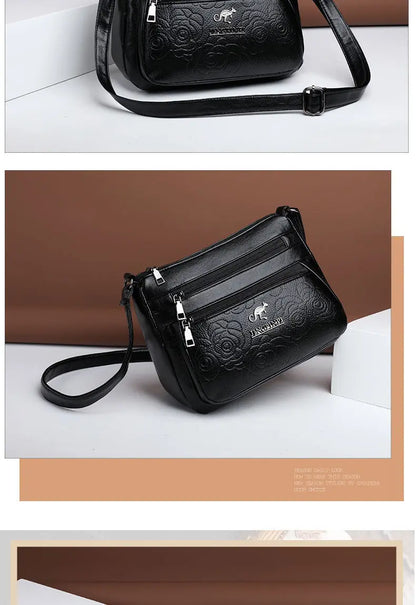 Women Mother Bag Middle-aged Elderly Shoulder Messenger Crossbody Bag Purses Handbags Bolsa 3 Zippers Luxury Design