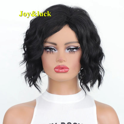 Synthetic short wavy wig for women, with a trendy and fashionable design, is suitable for daily wear or attending parties
