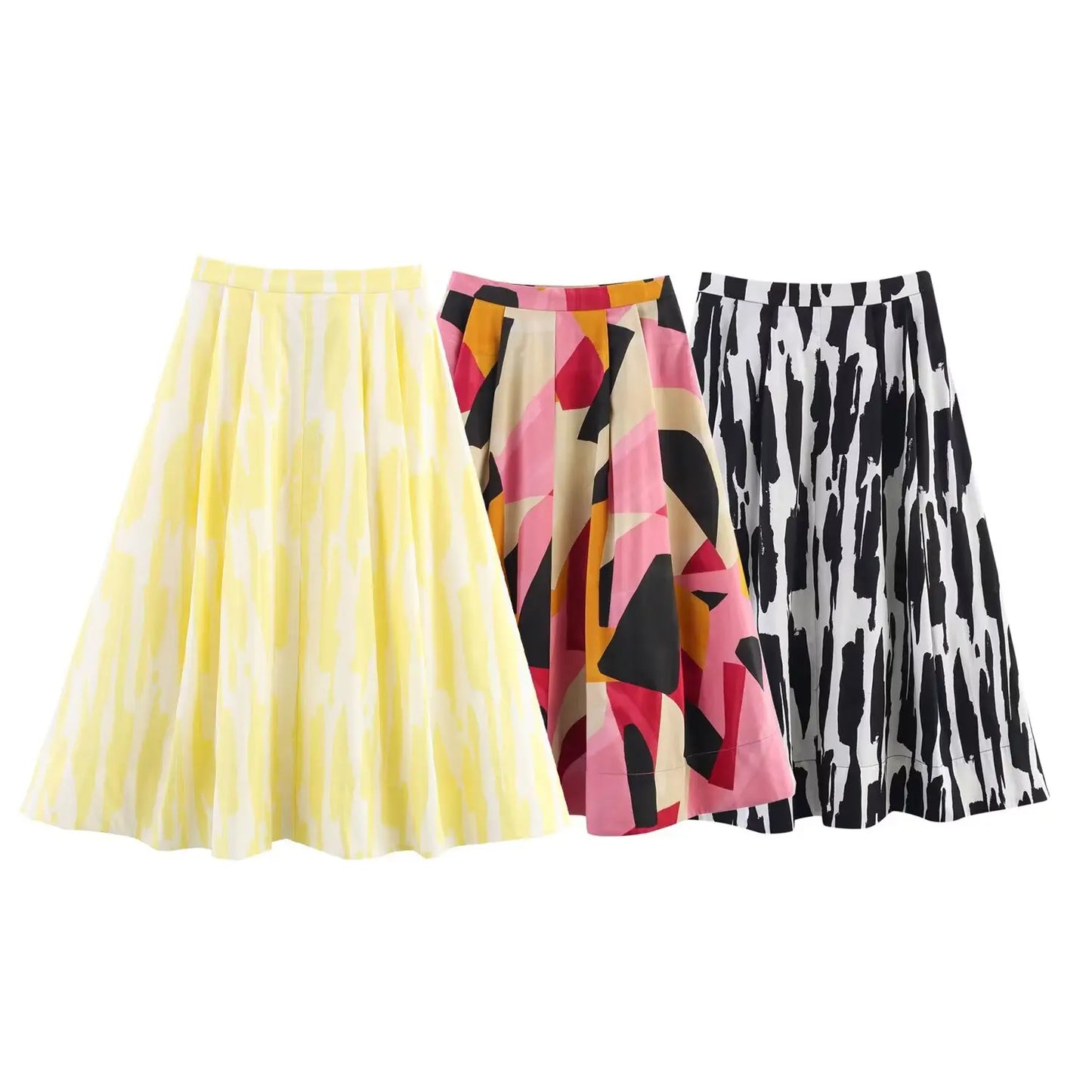 Skirts Summer Women's 2025 New Chic Print High Waist Women's Skirts Fashion Joker Street Youth Holiday Travel Skirts