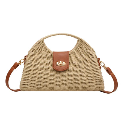 Women Crossbody Bags Summer Woven Shell Female Holiday Tote Bag Handmade Fashion Casual Simple Elegant Lady Straw Bag