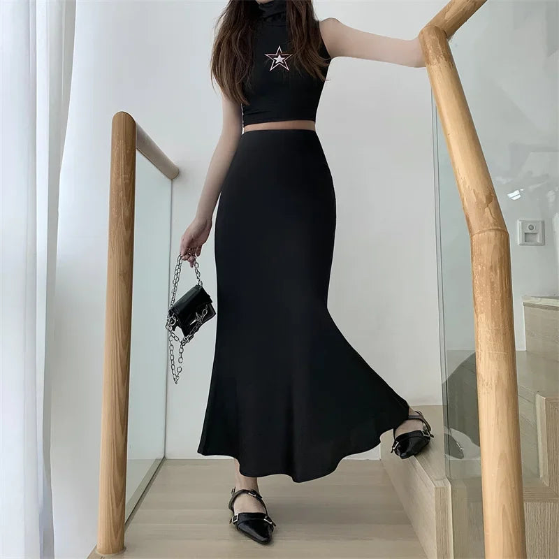 Satin Skirts for Women Korean Reviews Many Girls Clothes Women's 2025 Summer NEW High Waisted Mid Long Skirts Fashion women skir