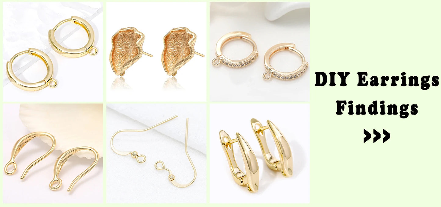 18K Gold Plated Brass Crystal Earrings Findings Earwire Clasps Hooks For DIY Women Handmade Earrings Accessories Wholesale