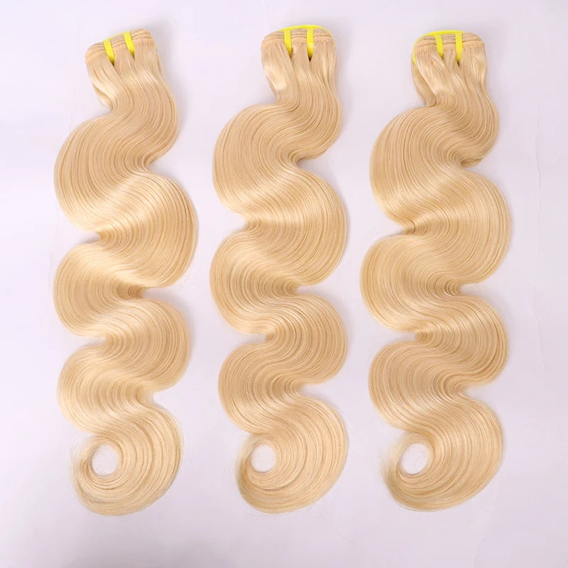 #613 Blonde Body Wave/Straight Hair Bundles Double Drawn Raw Vietnamese Hair Bundles Weave Honey Blonde 100% Human Hair Full