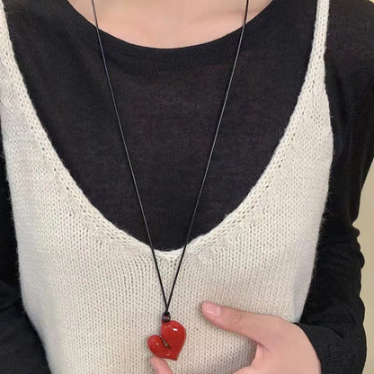 New Heart Pendant Necklaces For Women Vintage 80s Aesthetic Adjustable Pull-out Necklace Fashion Romantic Choker Trendy Jewelry