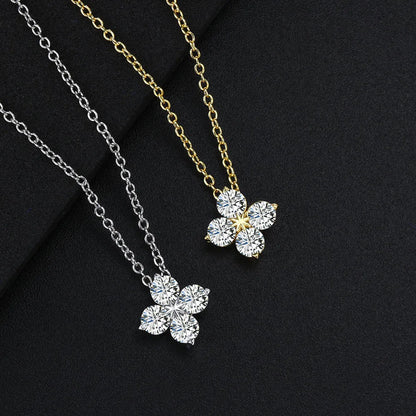 Women's Neck Chain Simple Daily Crystal Flower Pendant Necklaces Gold Color Chokers Birthday Gift For Girls Fashion Jewelry N087