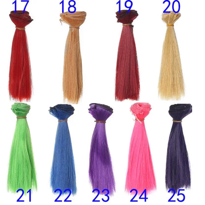 1pcs  Wig Refires Bjd Hair 15cm*100CM Black Gold Brown Green Pink Color Straight Wig Hair for 1/3 1/4 BJD Diy