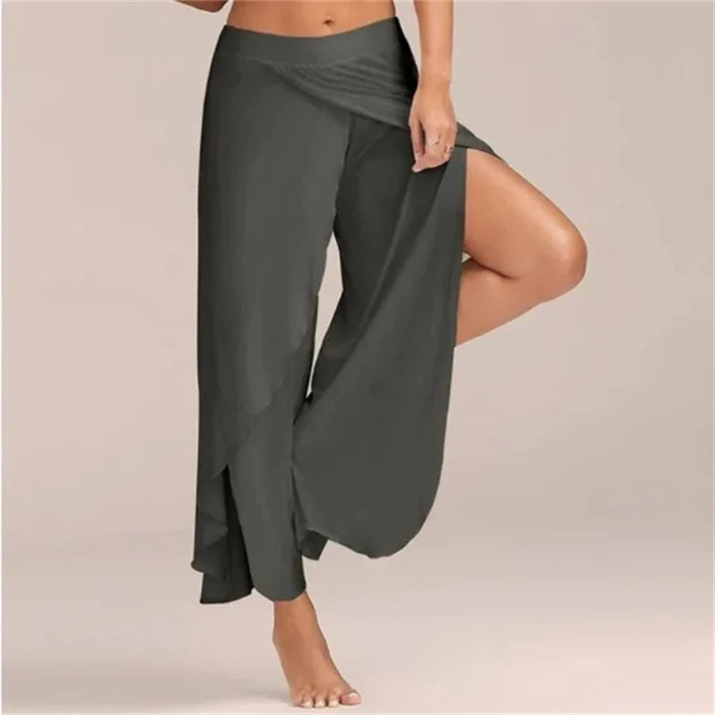 European and American Summer Women's Pants Sexy Cross Sexy Wide Leg Yoga Pants  Yoga pants