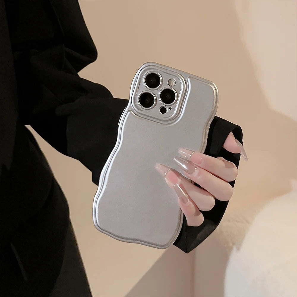 New Men Women Wave Phone Case For iPhone 12 13 14 15 16 Pro Max Shockproof Dissipate Heat Silicone Soft Cases Protective Shell