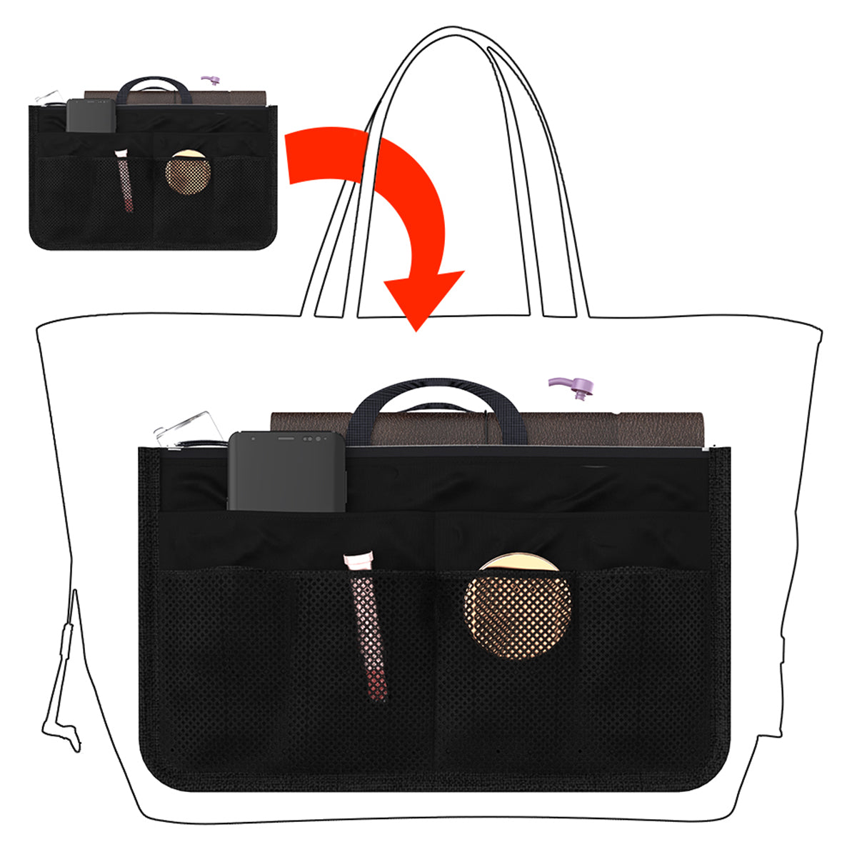 Women Make Up Cosmetic Bag Travel Handbag Nylon Large Container Make Up Case Organizer Bags Ladies Foldable Purse Clutch Bag