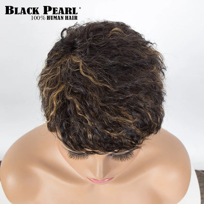 Wear to go Highlight Short Straight Bob Wig Pixie Afro Kinky Curly Bob Side Part Human Hair Wigs For Women Glueless Colored Wig