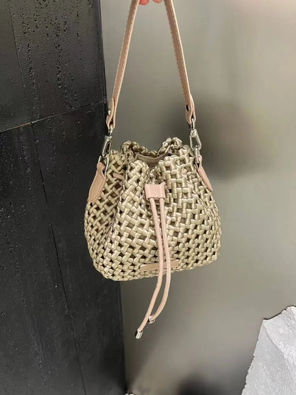 Tote bag woman Bucket bag handbags for women Nylon underarm purse European-style hand-woven bag for women
