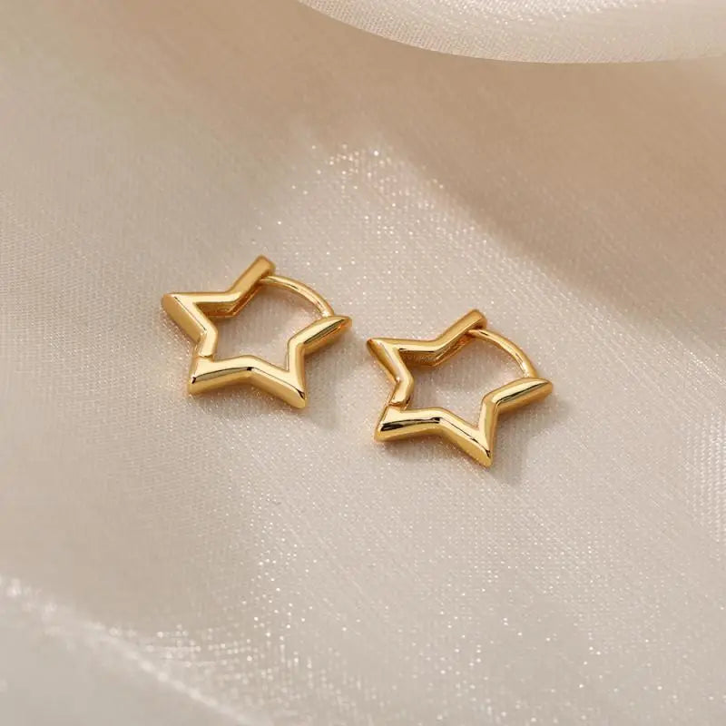 Heart Stainless Steel Earrings for Women Zircon Gold Color Hoop Earring Aesthetic Waterproof Ear Piercing Jewelry Accessories