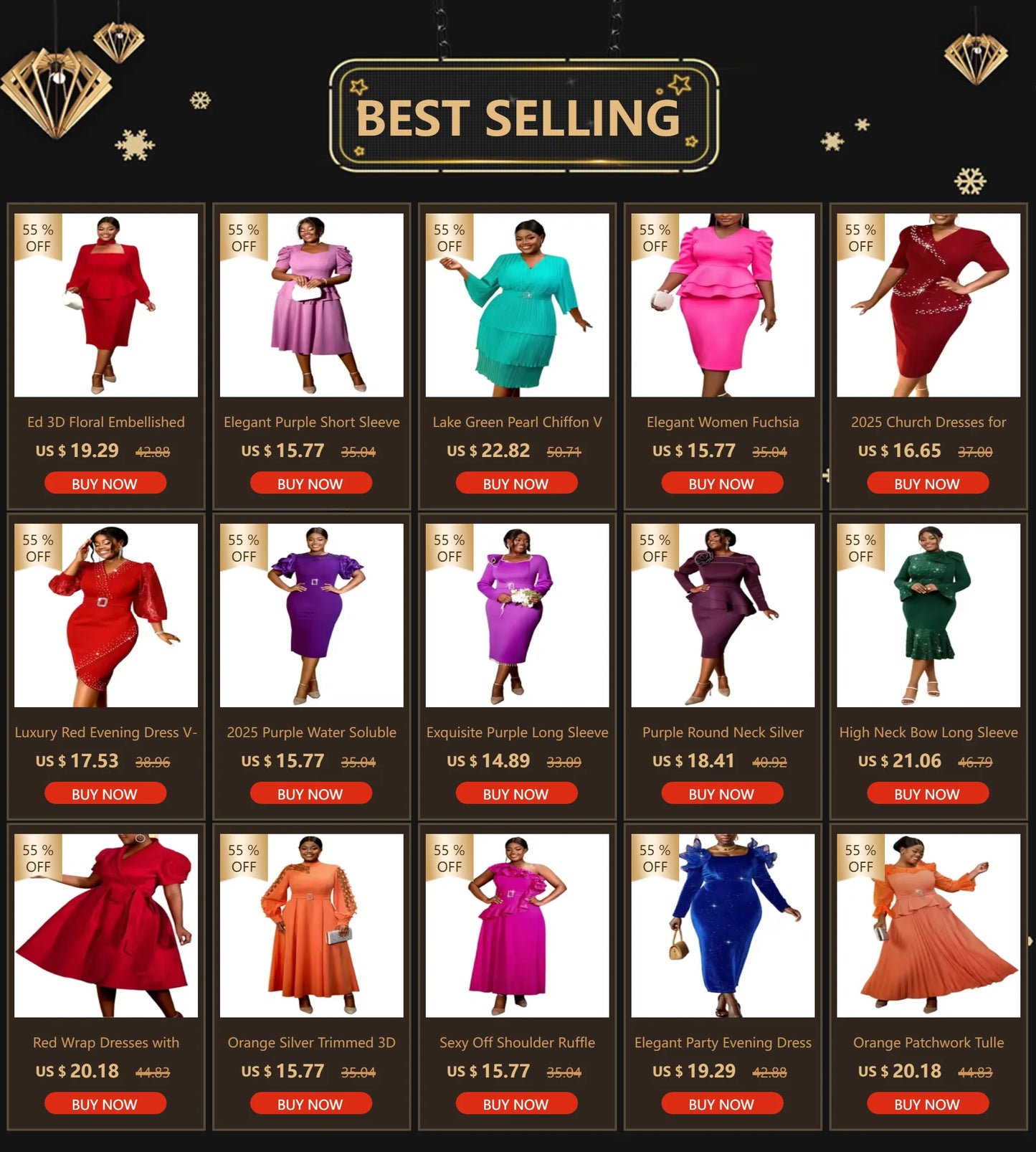 Church Dresses for Women Elegant Ruffles Long Flare Sleeves Sequined Party Bodycon Peplum Classy Occasion African Wedding Guest