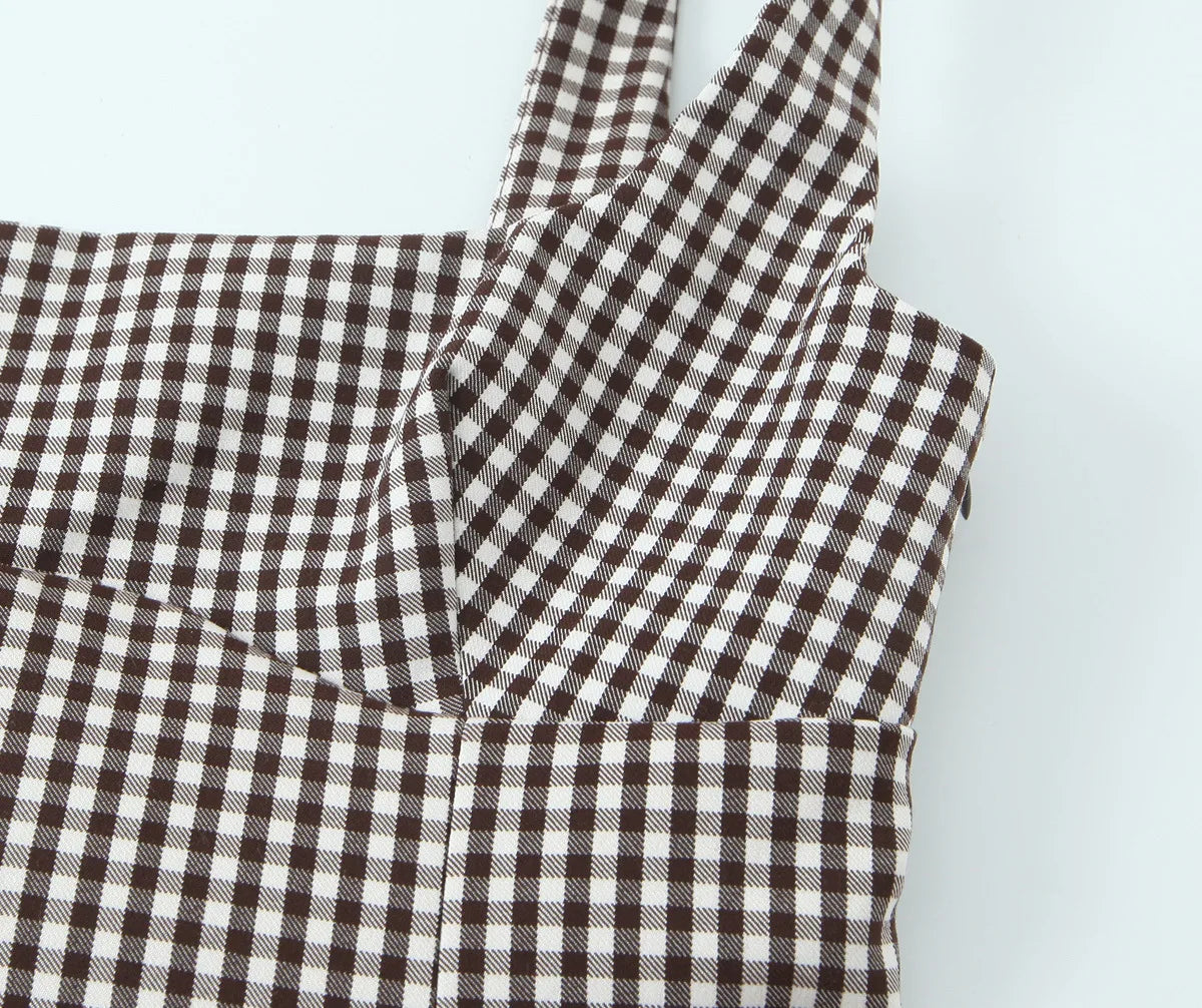 Tops For Women Bow Embellished Small Plaid Top 2025 Summer Camisole Sleeveless Top Woman Tops Women's Tank Top