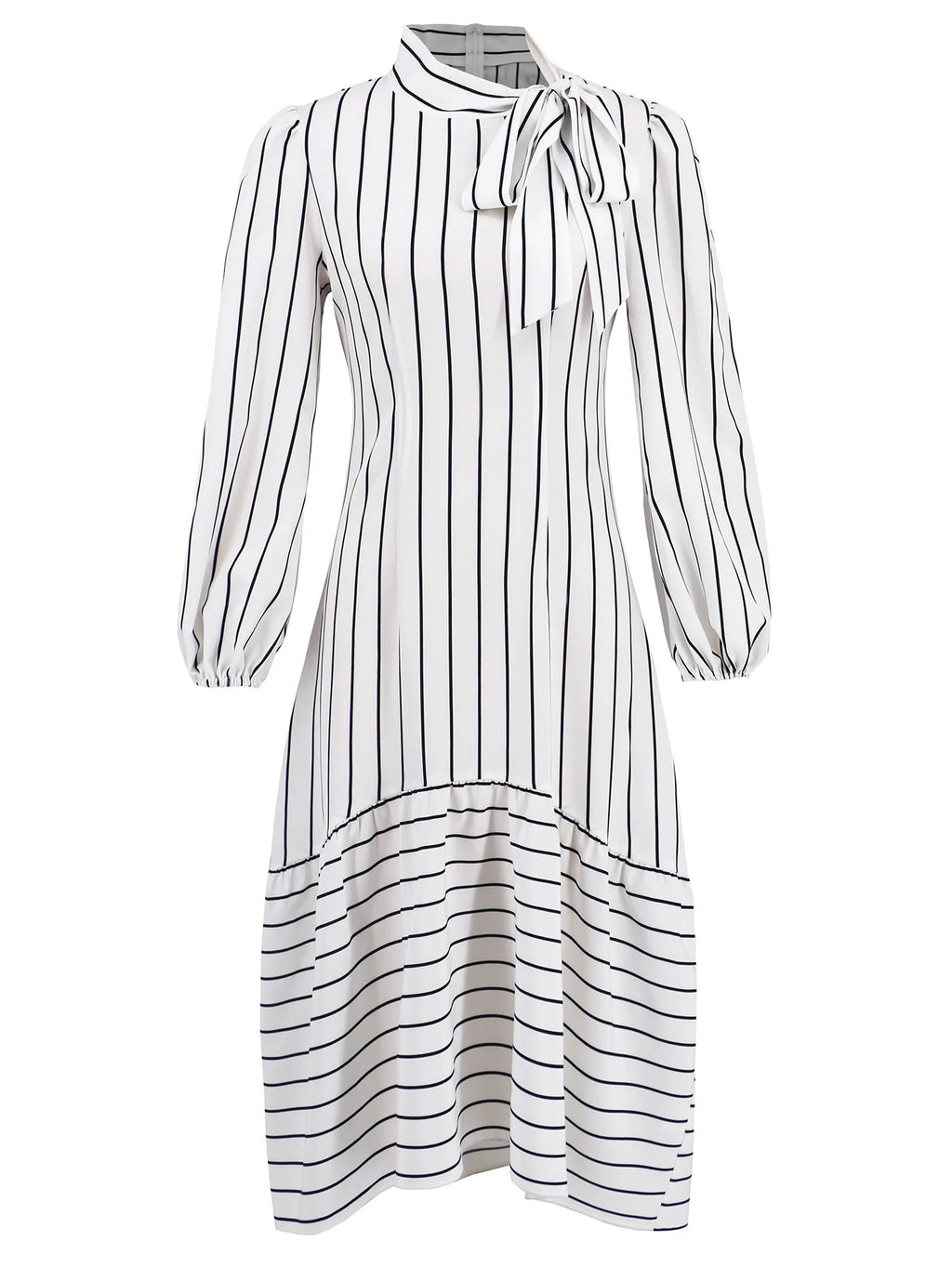 Women's Dresses Formal Fashion Office Lady Professional High-end Stand-up Collar Thin Striped Party Dress Vestidos De Mujer