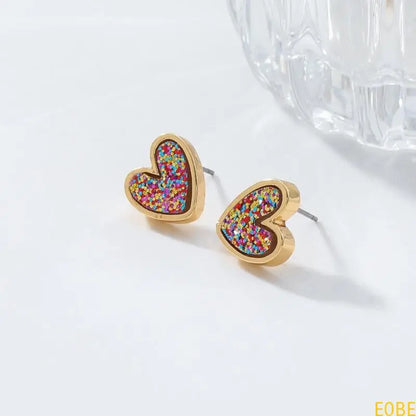 E0BE Creative Heart Earrings A Must Have Ear Studs Charm For Trendy Women's Wardrobe