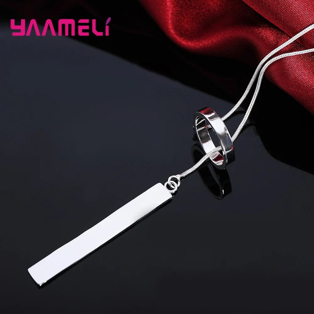 Trendy 925 Sterling Silver Necklace for Women Jewelry 18 Inches Creative Round Pendant Fashion Christmas Wedding Party Gifts