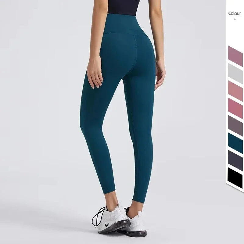 High Waisted Nude Feeling No Embarrassment Line Yoga Pants Women Stretch Firming Lift Hip Sports Fitness Bottom Pants