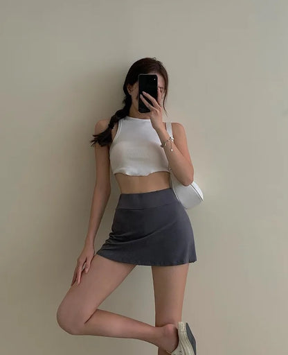 Tennis Skirt Women High Waist Sexy Girl Tight Bag Hip Short Skirt Summer Sports Culottes split A-line Mini skirt Y2K
