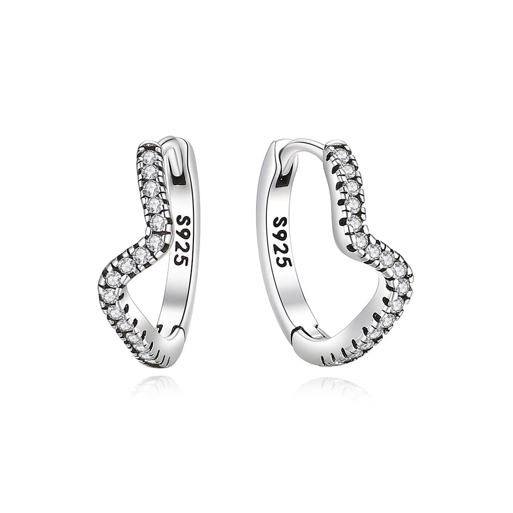 Original 925 Sterling Silver Earrings 2025 Stud Hoop Crystal Earings For Women Rose Gold Crown Heart Infinity Bee Earing Jewelry