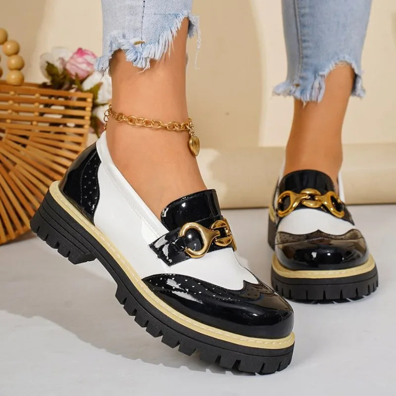 2026 Female Shoes Women Fashion  Toe Flats Loafers Platform Casual Buckle Ladies Heels