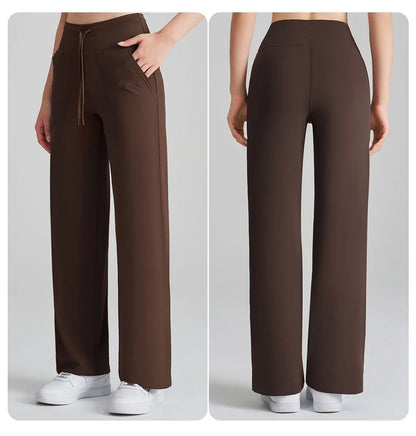 Women's High Waist Stretch Yoga Pants Quick Dry Breathable Loose Running Pants Gym Outdoor Training Pants