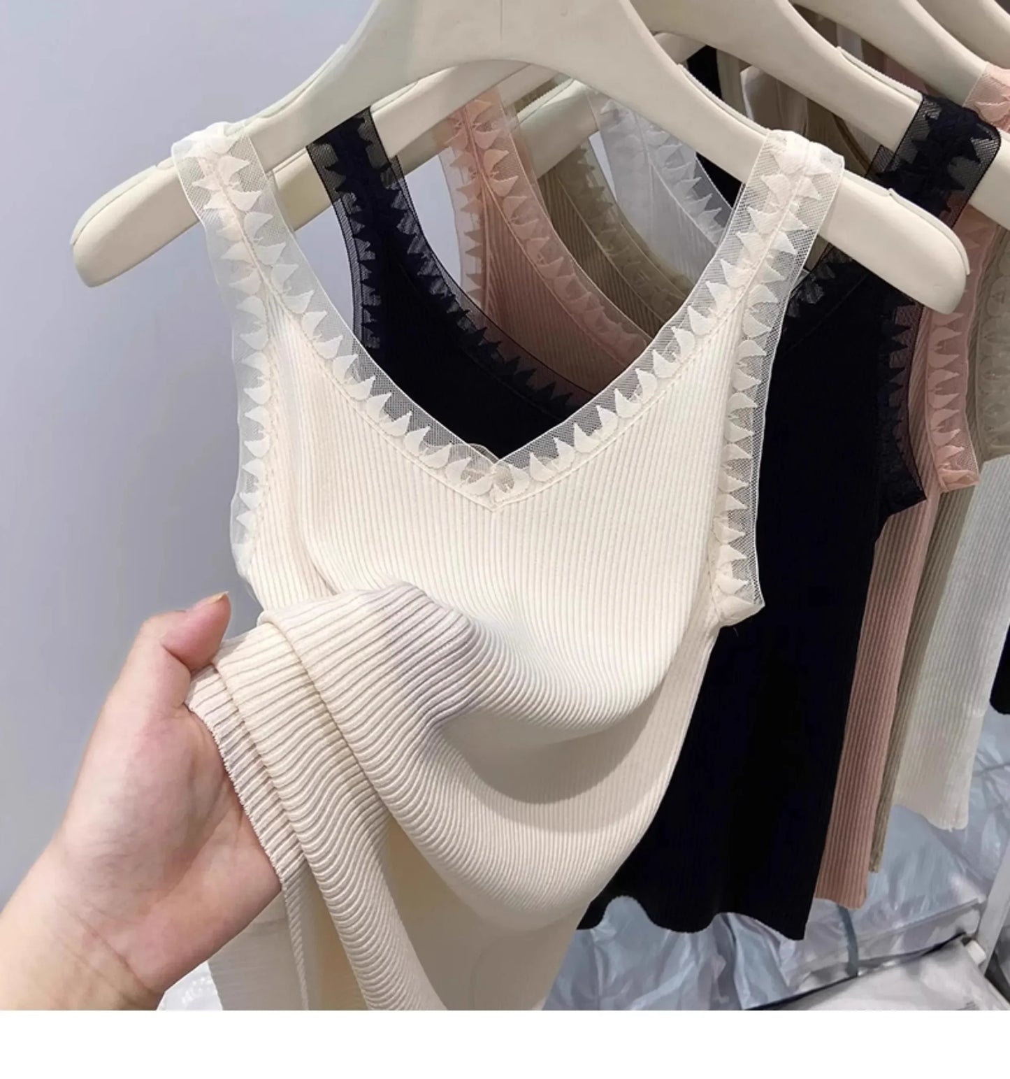 Women Summer Fashion Thin Knitted Undershirt Sleeveless Corset Top Half High Neck Comfortable Breathable Lace Tank Top 2025