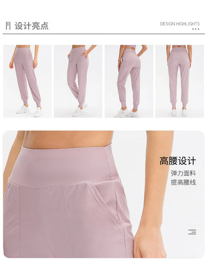 Women Loose Yoga Pants Running Sports Training Trousers with Pocket Casual Quick Dry Fitness Pants Thin for Spring Summer