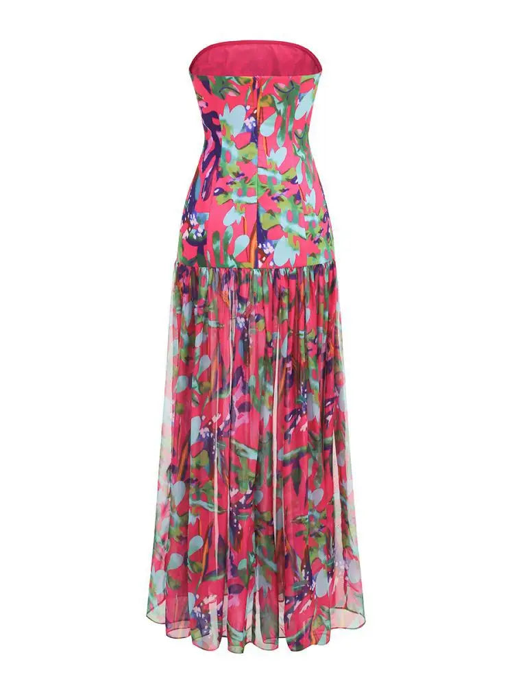 Birthday Dress for Women Brithday Party Outfits Sexy Strapless Prom Gown Retro Print Evening Dresses Luxury 2024 Woman Clothes