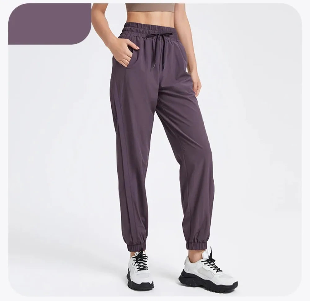 Elastic Waist Yoga Pants for Women Loose-Fitting Workout Pants Wide-Leg Drawstring Closure Stretchy High Waisted Jogging Jogger