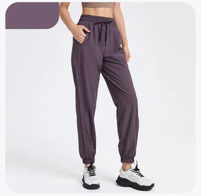 Elastic Waist Yoga Pants for Women Loose-Fitting Workout Pants Wide-Leg Drawstring Closure Stretchy High Waisted Jogging Jogger