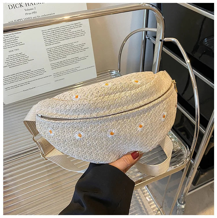 Women's Waist Bag Straw Woven Ladies Shoulder Crossbody Bags for Women 2023 Summer Fanny Pack Fashion Phone Female Chest Bag