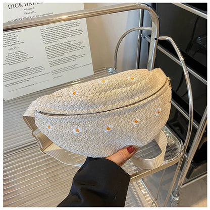 Women's Waist Bag Straw Woven Ladies Shoulder Crossbody Bags for Women 2023 Summer Fanny Pack Fashion Phone Female Chest Bag