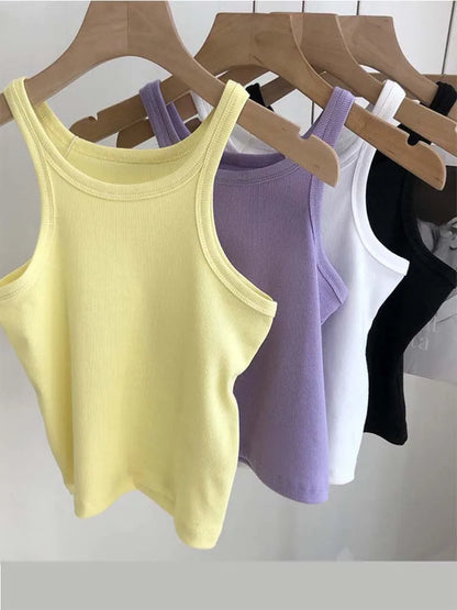 2024 Women Tank Tops Sexy Cropped Top Female Women Summer Camisole Camis Black White Sport Clothes For Women