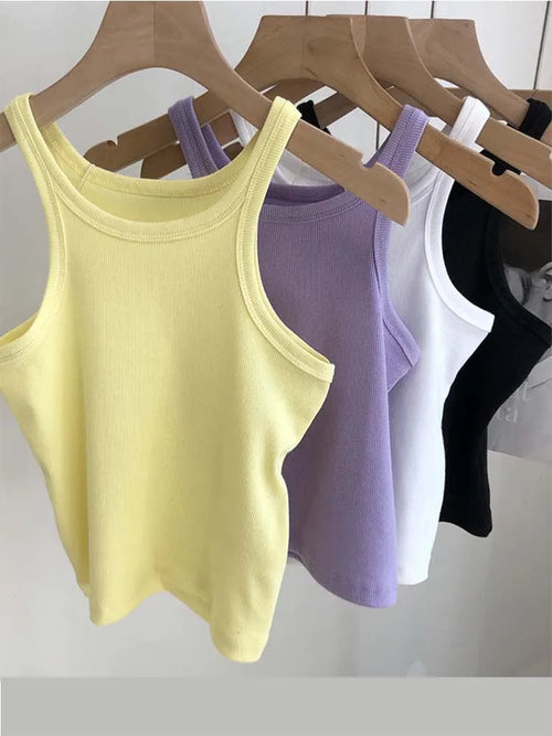 2024 Women Tank Tops Sexy Cropped Top Female Women Summer Camisole Camis Black White Sport Clothes For Women