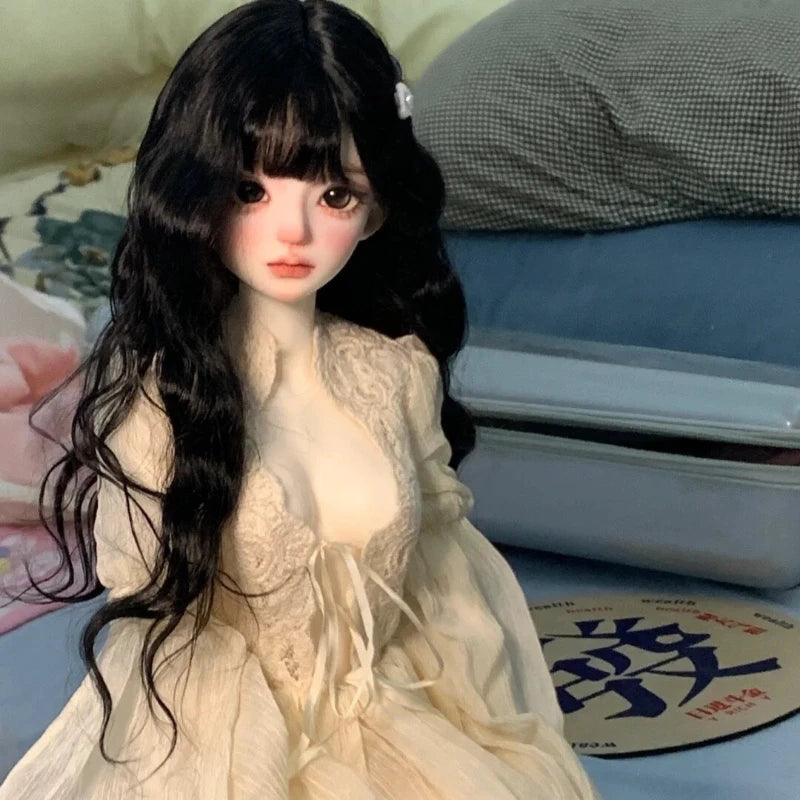 1/3 1/4 1/6 Doll's Wig for 60/45/30cm Bjd Doll Long Curly Hair with Bangs Dress Up Play House Girl Toy Doll Accessories, No Doll