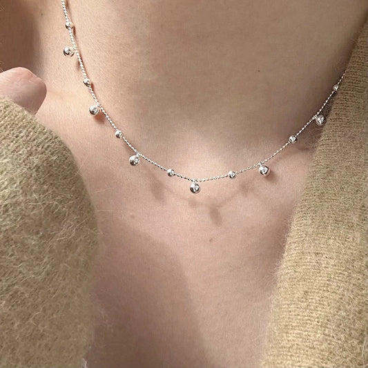 S925 Sterling Silver Necklace Bead Chain Beautiful SimpleMulti Round Bead Pendant For Women Wedding Fine Jewelry Christmas Gifts