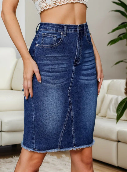 New Arrival High Waist Denim Skirt Women 2025 Fashion Streetwear Slim Bodycon Midi Jean Skirts
