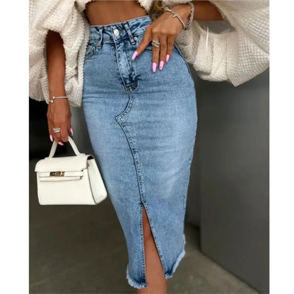 Denim Skirt Woman Streetwear Long Slim Skirts For Women Asymmetric High Quality Skirt Woman 2024 Trend High Waist Long Skirts