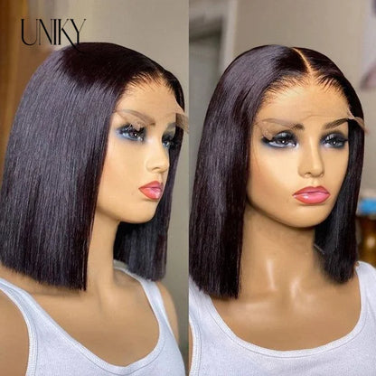 Glueless Wigs Ready To Wear 6x4 Lace Wig Straight Short Bob Wigs Human Hair Glueless Preplucked Human Wigs Ready To Go 180%
