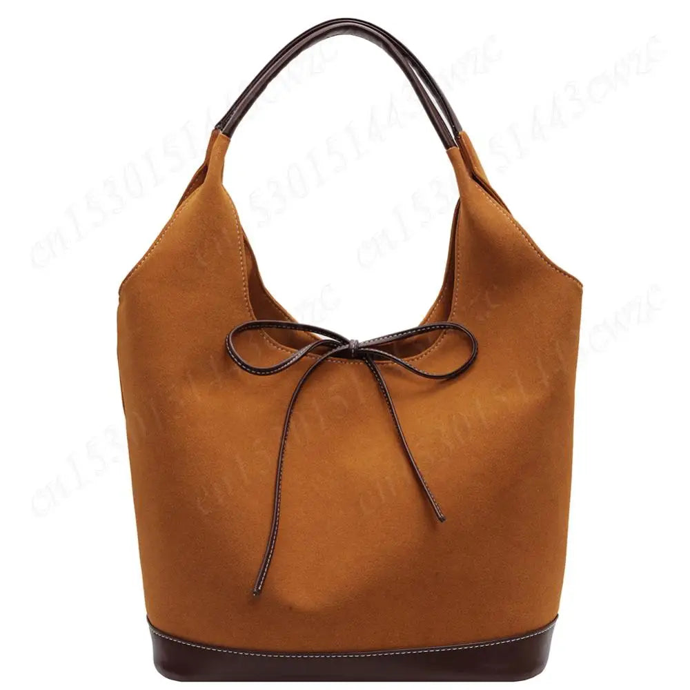 Women PU Tote Bag Designer Shoulder Bags Fashion Bucket Bag Large Capacity Suede Tote Purse Handbag Stylish Commuting Bag