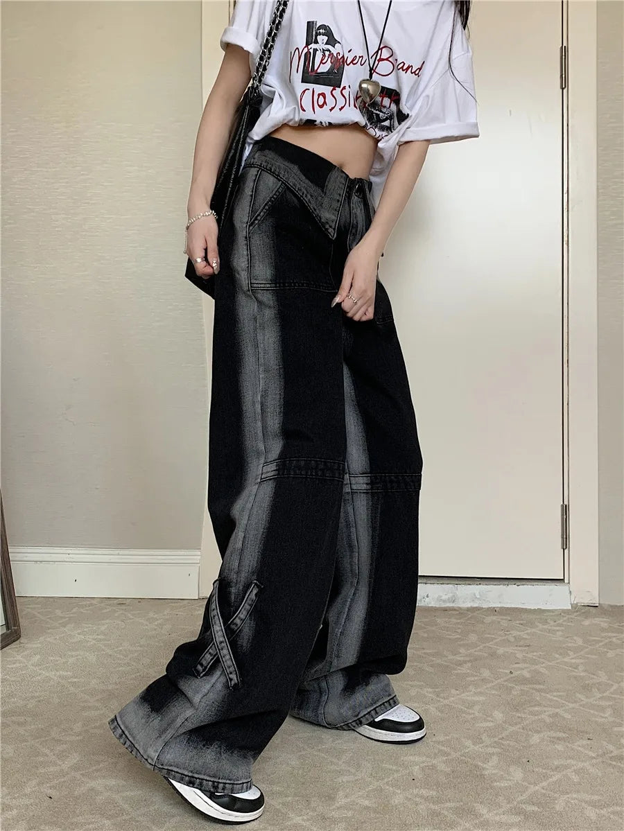 Women Jeans Baggy Aesthetic Vintage Aesthetic Oversize Cowboy Pants Harajuku Streetwear Emo Trashy Denim High Street Trousers