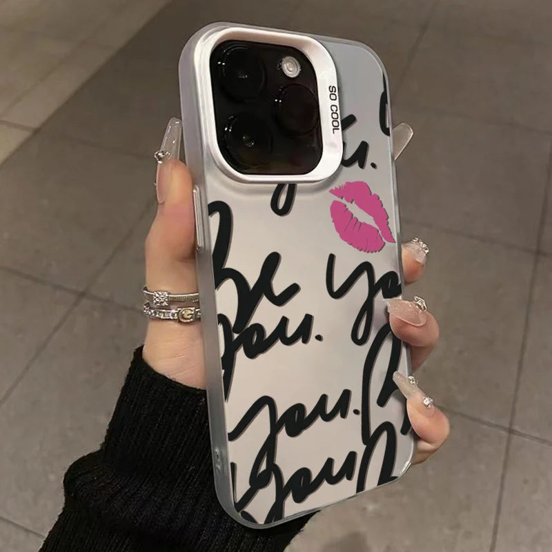 Personalized English Writing Lip Phone Case For IPhone 16 Cases For IPhone 15 14 13 12 11 Pro Max Cover Case Funda Bumber Coque