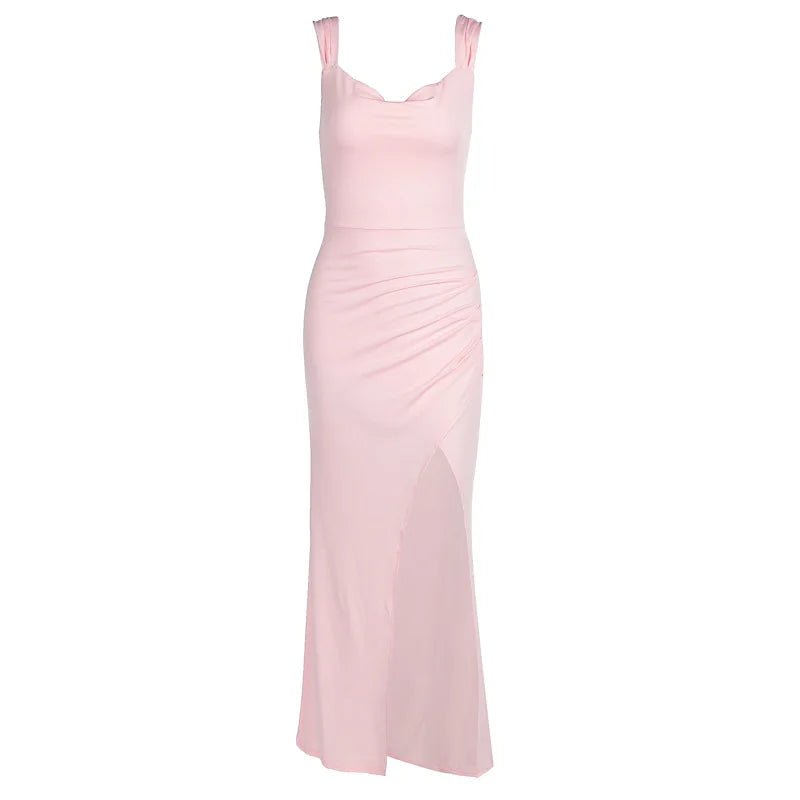 Elegant Evening Dresses Women Sexy Backless Slim Fit Summer Dress Chic Slit Dress Robes Party Club Gowns Women Clothing