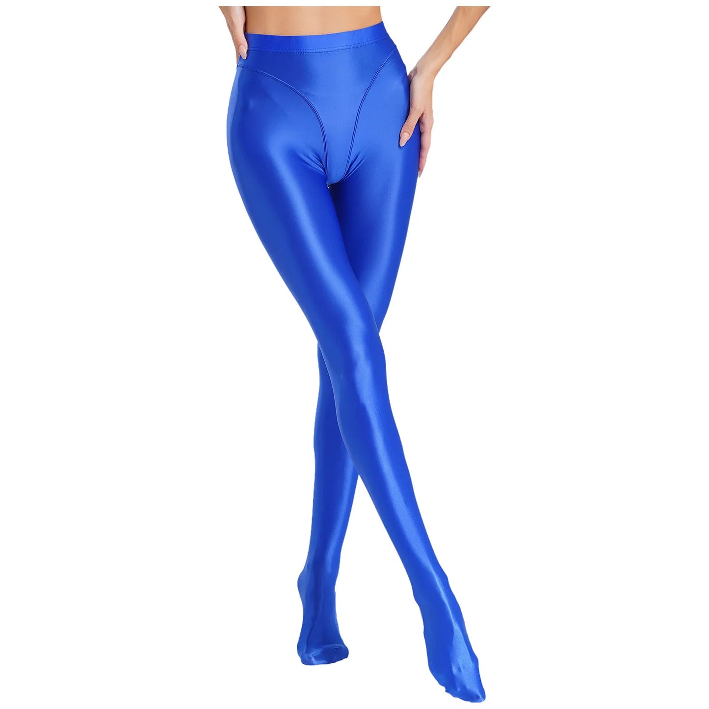 Womens Gymnastic Yoga Pants Leggings High Waist Stretchy Glossy Pantyhose Silky Skinny Pantyhose Role Play Nightclub Wear