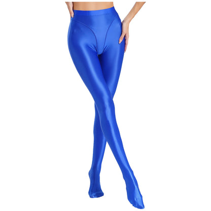 Womens Gymnastic Yoga Pants Leggings High Waist Stretchy Glossy Pantyhose Silky Skinny Pantyhose Role Play Nightclub Wear