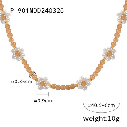 Women's Necklace Elegant Handmade Bead Color Natural Stone Woven Collarbone Chain Fashionable and Versatile Jewelry Accessories