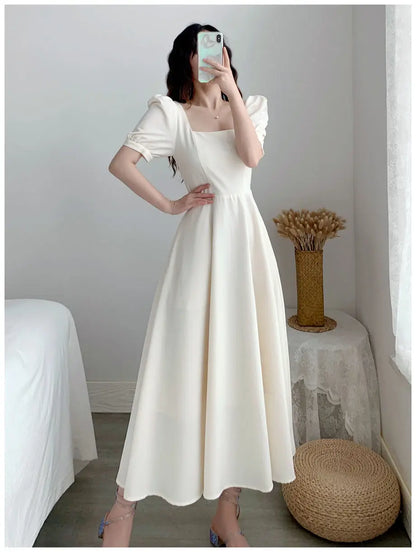 Dresses for Women 2023 Spring New White Dress Women's White Skirt Waist Slimming Temperament Over-the-knee Long Skirt Summer