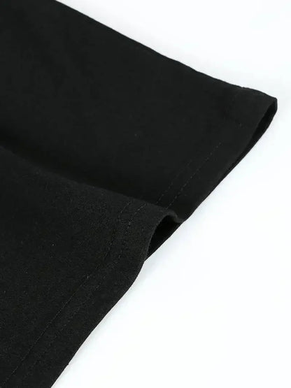 Plus Size Tops Women Clothes Inspirational - style Black T - shirt with Flower Motif Print ，Soft And Comfortable，Summer Outfits